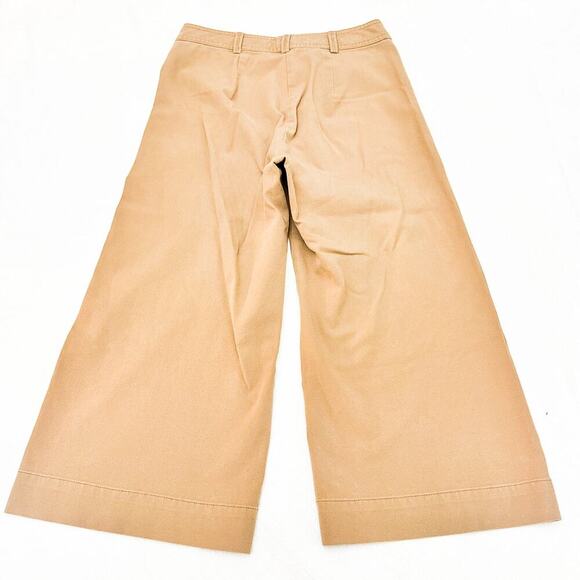 Trina Turk Cropped Khaki Wide Leg Zip Fly Denim Pants Size 2 - Picture 3 of 8